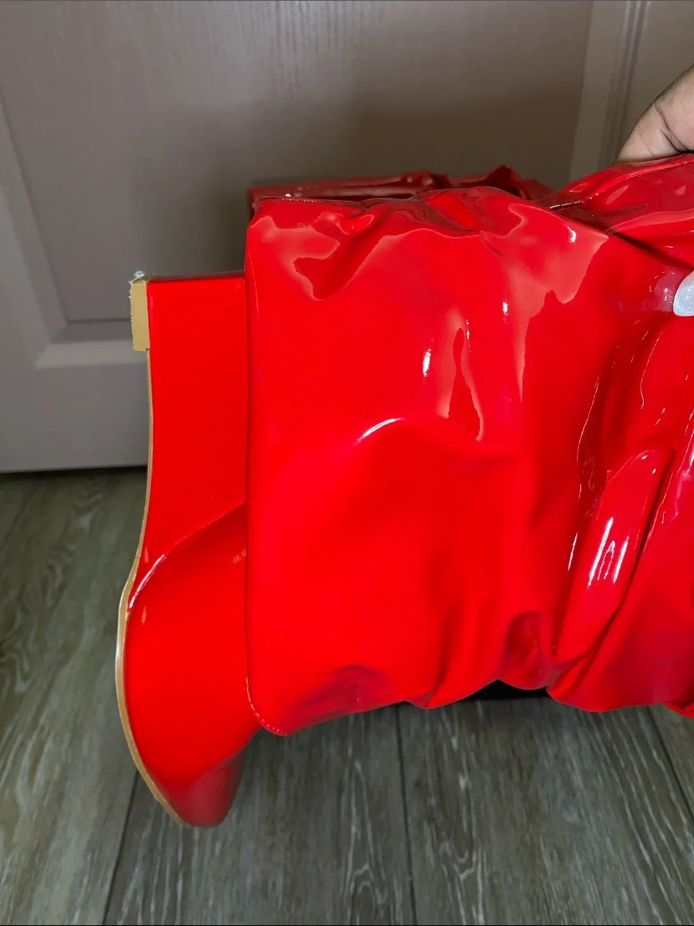 Red Patent Over-the-Knee Slouch Boots